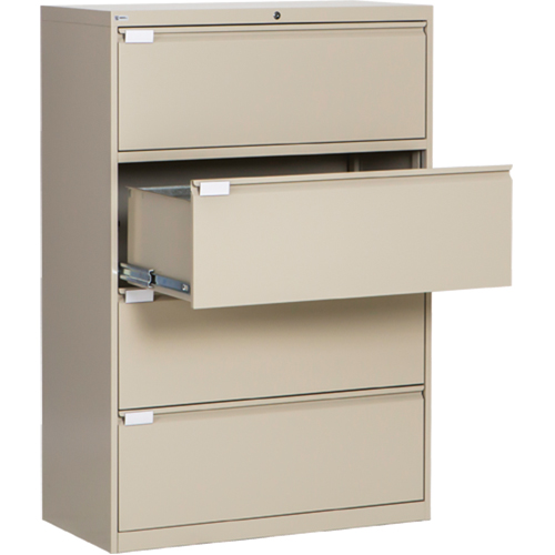 Lateral Filing Cabinet, Steel, 4 Drawers, 36" W x 18" D x 53-3/8" H, Beige Equipment World