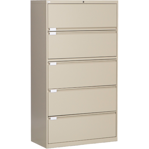 Classeur lat&eacute;ral, Acier, 5 tiroirs, 36" la x 18" p x 65-1/2" h, Beige Equipment World