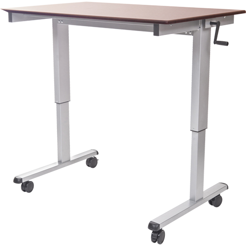 Adjustable Stand-Up Workstations, Stand-Alone Desk, 48-1/2" H x 59" W x 29-1/2" D, Walnut Equipment World