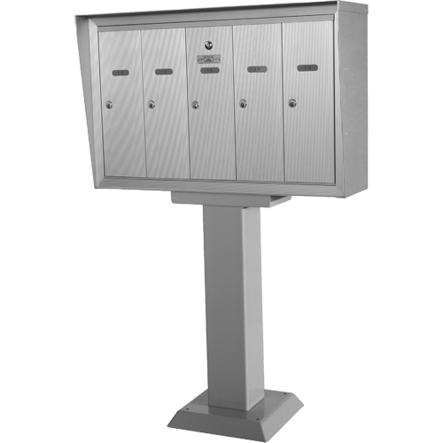Single Deck Mailboxes, Pedestal -Mounted, 16" x 5-1/2", 5 Doors, Aluminum Equipment World