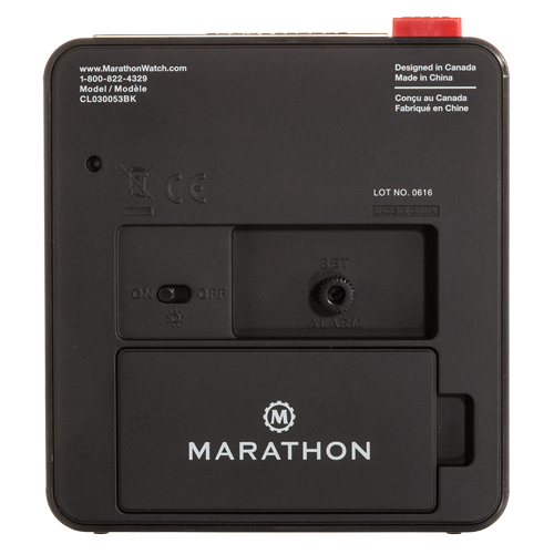 Desk Alarm Clock, Analog, Battery Operated, 3.5" W x 1.5" D x 3.75" H, Black Equipment World