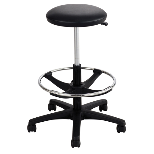 Extended-Height Stool, Drafting, Adjustable, 22" - 32", Vinyl Seat, Black Equipment World