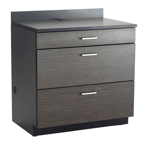 Modular Base Cabinet, 3 Drawers, 36" W x 25" D x 39" H, Asian Night/Black Equipment World