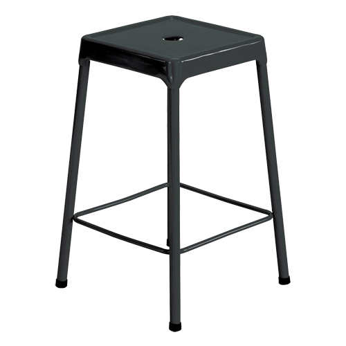 Counter Stool, Stationary, Fixed, 25", Steel Seat, Black Equipment World