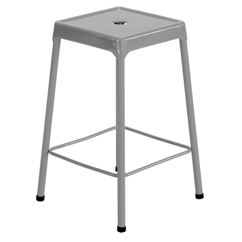 Counter Stool, Stationary, Fixed, 25", Steel Seat, Grey Equipment World