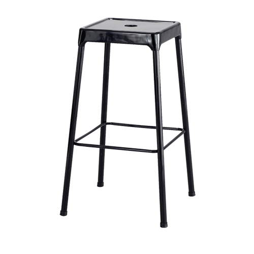 Bistro Stool, Stationary, Fixed, 29", Steel Seat, Black Equipment World