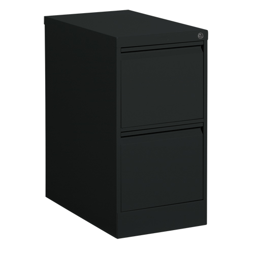 Vertical Filing Cabinet, Steel, 2 Drawers, 15-1/7" W x 25" D x 29" H, Black Equipment World