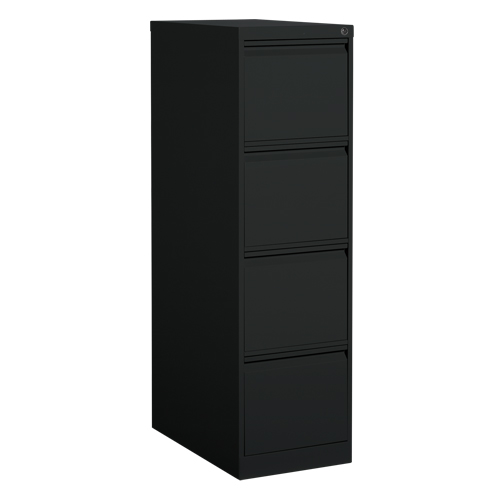 Vertical Filing Cabinet, Steel, 4 Drawers, 15-1/7" W x 25" D x 52" H, Black Equipment World