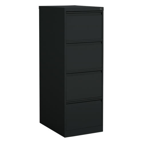 Vertical Filing Cabinet, Steel, 4 Drawers, 18-1/7" W x 25" D x 52" H, Black Equipment World