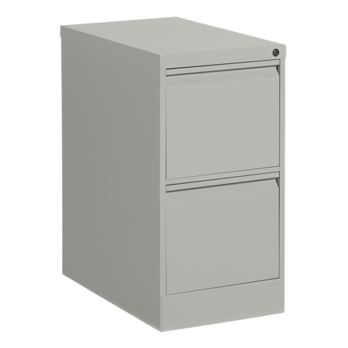 Vertical Filing Cabinet, Steel, 2 Drawers, 15-1/7" W x 25" D x 29" H, Grey Equipment World
