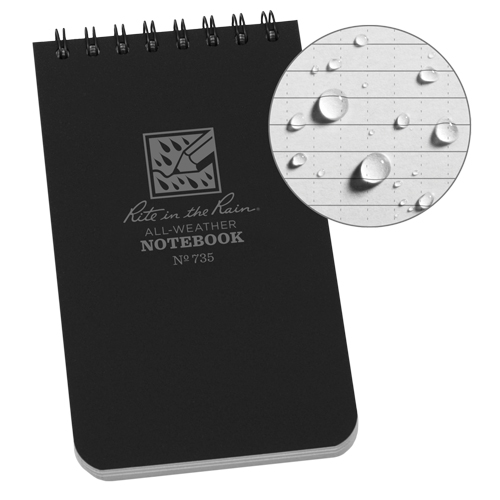 Carnet de notes de poche &agrave; spirale, Couverture souple, Noir, 100 Pages, 3" , 5"  Equipment World