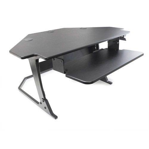 Goya Sit-Stand Corner Work Station, Desktop Unit, 20" H x 42" W x 37-4/5" D, Black Equipment World