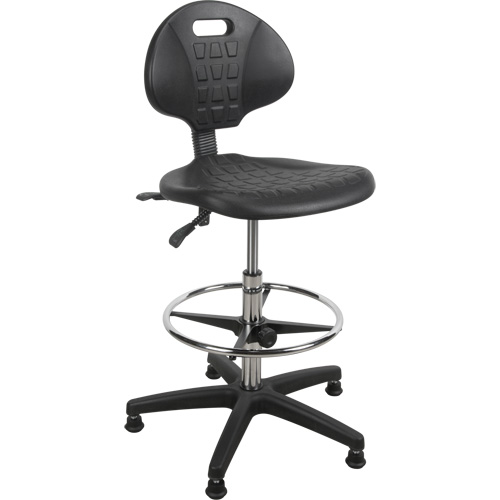 Tabouret robuste et ergonomique, Stationnaire, Ajustable, 39” - 48”, Polyur&eacute;thane Si&egrave;ge, Noir Equipment World