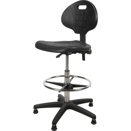 Tabouret robuste et ergonomique, Stationnaire, Ajustable, 39” - 48”, Polyur&eacute;thane Si&egrave;ge, Noir Equipment World