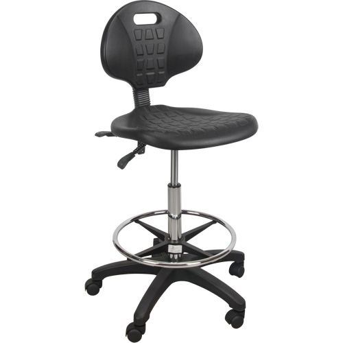 Tabouret robuste et ergonomique, Mobile, Ajustable, 39" - 48", Polyur&eacute;thane Si&egrave;ge, Noir Equipment World