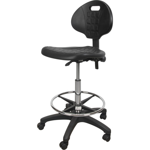Tabouret robuste et ergonomique, Mobile, Ajustable, 39" - 48", Polyur&eacute;thane Si&egrave;ge, Noir Equipment World
