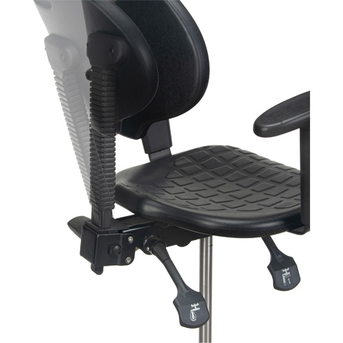 Heavy-Duty Ergonomic Stool with Adjustable Arm Rests, Stationary, Adjustable, 39" - 48", Polyurethane Seat, Black Equipment World