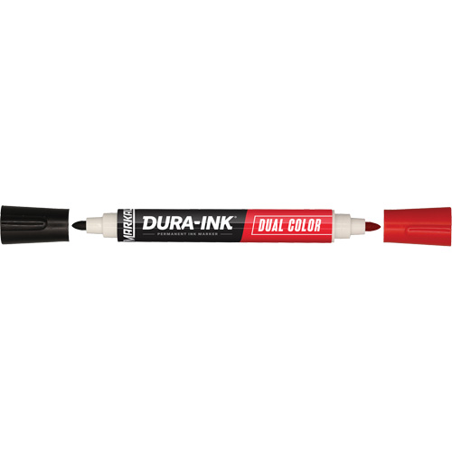Markal&reg; Dura-Ink&reg; Dual Colour Permanent Ink Marker, Bullet, Black/Red Equipment World