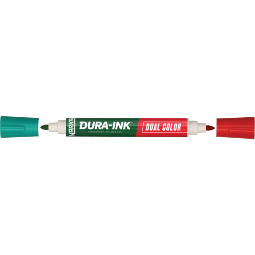 Markal&reg; Dura-Ink&reg; Dual Colour Permanent Ink Marker, Bullet, Green/Red Equipment World