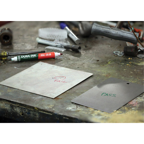 Markal&reg; Dura-Ink&reg; Dual Colour Permanent Ink Marker, Green/Red, Bullet Tip Equipment World