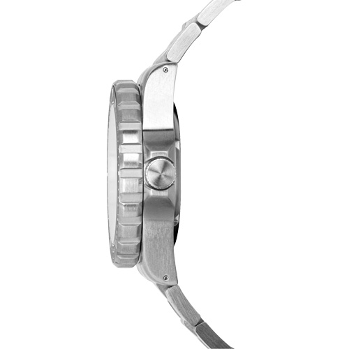 Grande montre automatique de plong&eacute;e avec feuille d'&eacute;rable gris et bracelet en acier inoxydable, Num&eacute;rique, &agrave; piles, 41 mm, Argent Equipment World