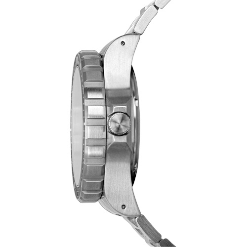 Tr&egrave;s grande montre automatique avec jour/date avec bracelet en acier inoxydable, Num&eacute;rique, &agrave; piles, 46 mm, Argent Equipment World