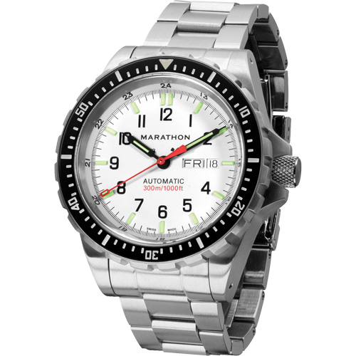 Tr&egrave;s grande montre automatique &eacute;dition arctique avec jour/date avec bracelet en acier inoxydable, Num&eacute;rique, &agrave; piles, 46 mm, Argent Equipment World