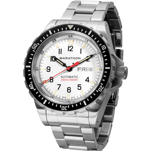 Tr&egrave;s grande montre automatique &eacute;dition arctique avec jour/date avec bracelet en acier inoxydable, Num&eacute;rique, &agrave; piles, 46 mm, Argent Equipment World
