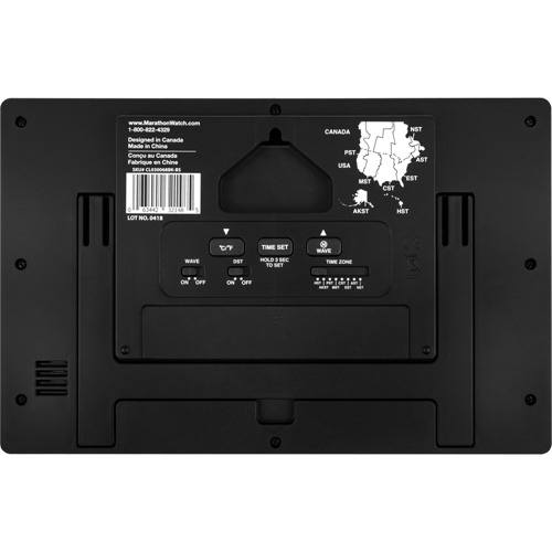 Self-Setting & Self-Adjusting Wall Clock with Stand, Digital, Battery Operated, Black Equipment World