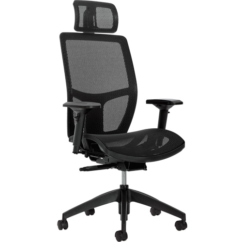 Format+ High-Back Weight-Sensing Synchro-Tilter with Headrest, Mesh, Black, 300 lbs. Capacity Equipment World