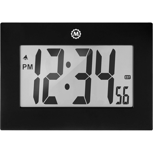 Large Frame Clock, Digital, Battery Operated, 9" W x 1" D x 6.5" H, Black Equipment World