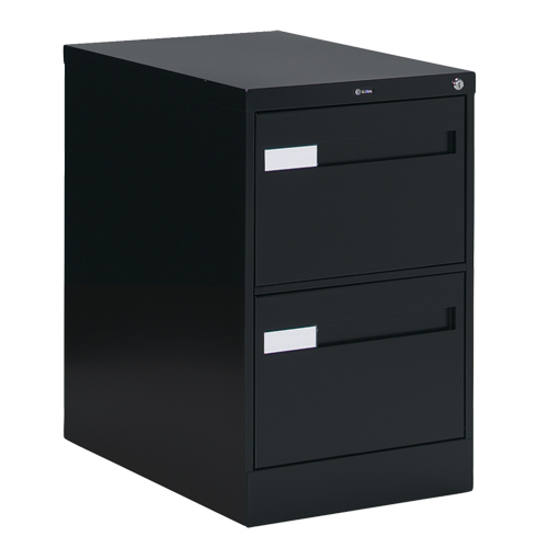 Vertical Filing Cabinet with Recessed Drawer Handles, 2 Drawers, 18.15" W x 26.56" D x 29" H, Black Equipment World