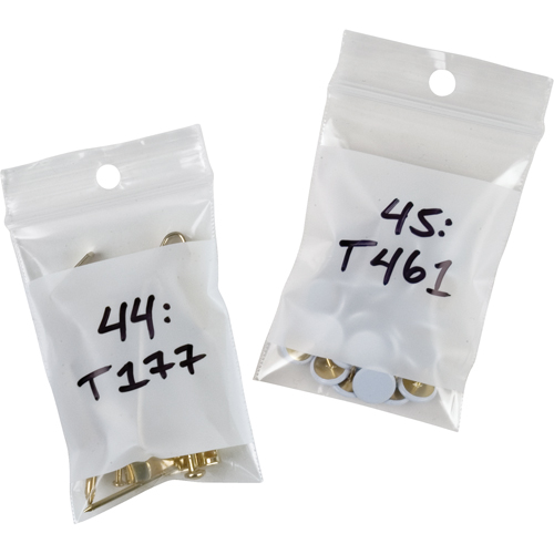 White Block Poly Bags, Reclosable, 3" x 2", 2 mils Equipment World