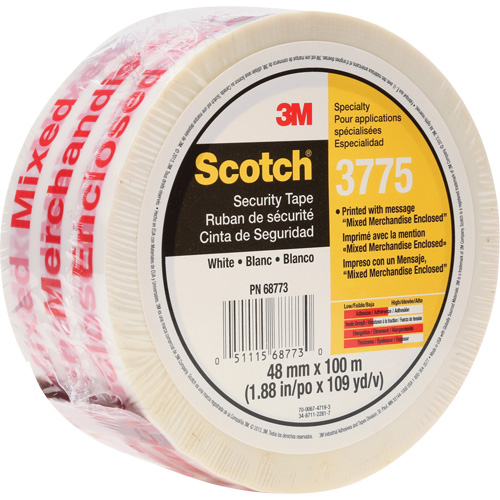 Ruban d'emballage Scotch 3775 avec message, Adh&eacute;sif Thermofusible, 2 mils, 48 mm (1-22/25") x 100 m (328') Equipment World