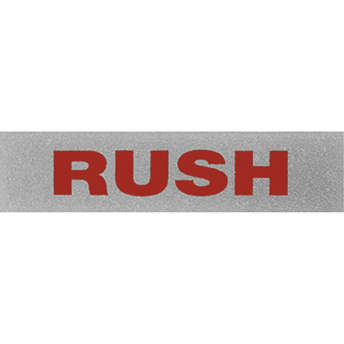 "Rush" Special Handling Labels, 5" L x 2" W, Black on Red Equipment World