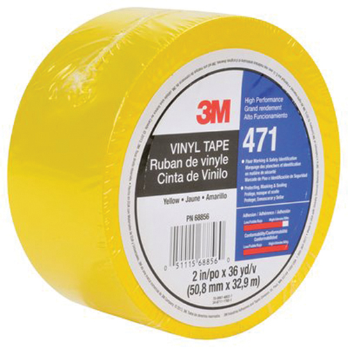 471 Vinyl Tape, 50.8 mm (2") W x 32.9 m (108') L, 5.3 mils, Yellow Equipment World