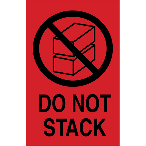 "Do Not Stack" International Shipping Labels, 6" L x 4" W, Black on Red Equipment World