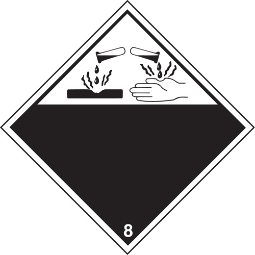 TDG Shipping Labels, Class 8, Corrosives, Vinyl Equipment World