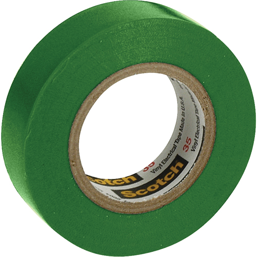 Scotch&reg; 35 Colour Coded Tape, 12.7 mm (1/2") x 6.1 m (20'), Green, 7 mils Equipment World