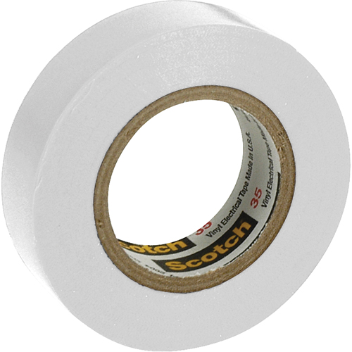 Scotch&reg; 35 Colour Coded Tape, 12.7 mm (1/2") x 6.1 m (20'), White, 7 mils Equipment World