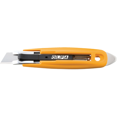 Self-Retracting Safety Knife with Tape Slitter, 17.5 mm, Carbon Steel, Plastic Handle Equipment World