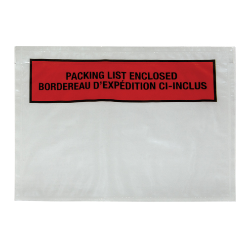 Packing List Envelope, 7" L x 5-1/2" W, Backloading Style Equipment World