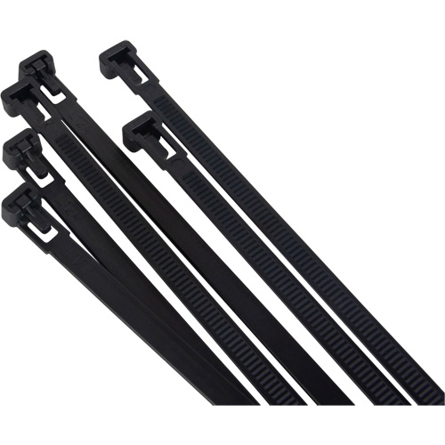 Re-Usable Cable Tie, 14" Long, 50 lbs. Tensile Strength, Black Equipment World