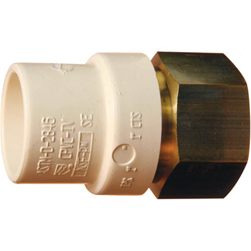 Threaded Pipe Adapter, Hub x FPT, 1" Dia., Brass/CPVC Equipment World