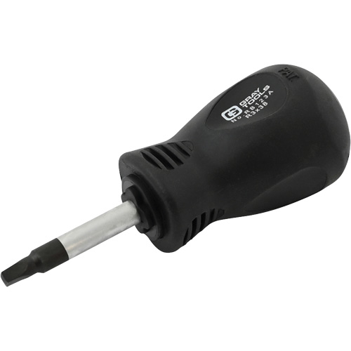 Square Recess Stubby Screwdriver, #3 Tip, Round, 3-1/4" L, Cushion Grip Handle Equipment World