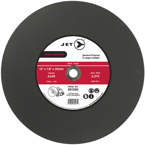 Meules &agrave; tronçonner POWER ABRASIVE, 12" x 1/8", Arbre de 20 mm, Type 1, 6370 Tr/min Equipment World