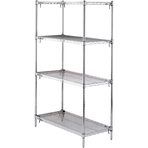 Shelving Unit, 4 Tiers, 36" W x 63" H x 18" D Equipment World