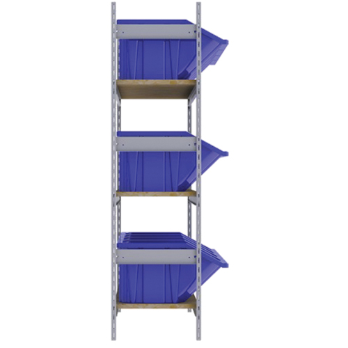 Wide Span Shelving with Jumbo Plastic Bins, Steel, Boltless, 800 lbs. Capacity, 66" W x 60" H x 18" D Equipment World