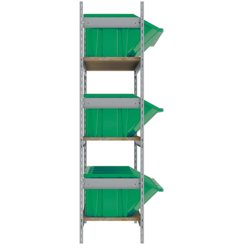 Wide Span Shelving with Jumbo Plastic Bins, Steel, Boltless, 800 lbs. Capacity, 66" W x 60" H x 18" D Equipment World