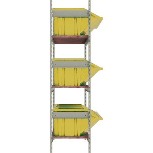 Wide Span Shelving with Jumbo Plastic Bins, Steel, Boltless, 800 lbs. Capacity, 66" W x 60" H x 18" D Equipment World